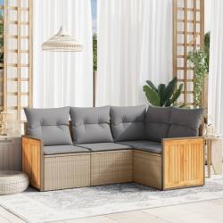 vidaXL 4 részes bézs polyrattan kerti ülőgarnitúra párnákkal (3227613) - vidaxl