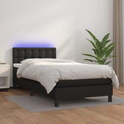 vidaXL fekete műbőr rugós ágy matraccal és LED-del 90x190 cm (3134195)