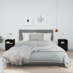 vidaXL 2 db fekete tömör fenyőfa éjjeliszekrény 40 x 34 x 55 cm (818324)