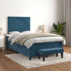 vidaXL sötétkék bársony rugós ágy matraccal 120 x 200 cm (3137837)