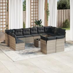 vidaXL 13 részes világosszürke polyrattan kerti ülőgarnitúra párnákkal (3250281)