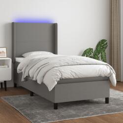 vidaXL sötétszürke szövet rugós és LED-es ágy matraccal 90x200 cm (3138126)