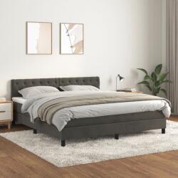 vidaXL sötétszürke bársony rugós ágy matraccal 160x200 cm (3141492)
