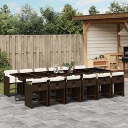 vidaXL 13 részes barna polyrattan kerti ülőgarnitúra párnákkal (3277892)