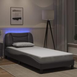 vidaXL szürke műbőr ágykeret LED-világítással 90 x 200 cm (3213909)