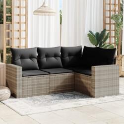 vidaXL 4 részes világosszürke polyrattan kerti ülőgarnitúra párnákkal (3218902)