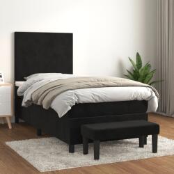 vidaXL fekete bársony rugós ágy matraccal 80 x 200 cm (3137691)