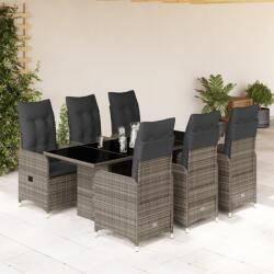 vidaXL 7 részes szürke polyrattan kerti bisztrógarnitúra párnákkal (3277040)