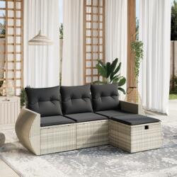 vidaXL 4 részes világosszürke polyrattan kerti ülőgarnitúra párnákkal (3264068)
