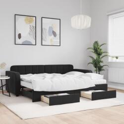 vidaXL fekete kihúzható bársony heverő fiókkal 80 x 200 cm (3196998)