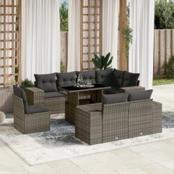 vidaXL 9 részes szürke polyrattan kerti ülőgarnitúra párnákkal (3269300)