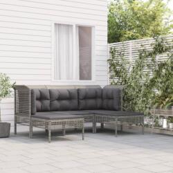 vidaXL 5 részes szürke polyrattan kerti ülőgarnitúra párnákkal (319664)