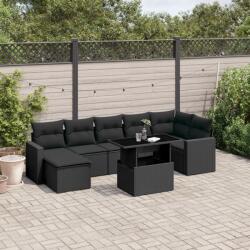 vidaXL 8 részes fekete polyrattan kerti ülőgarnitúra párnákkal (3267425)