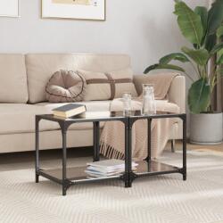 vidaXL 2 db acél dohányzóasztal fekete üveglappal 40 x 40 x 40 cm (845965)