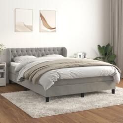 vidaXL világosszürke bársony rugós ágy matraccal 140x190 cm (3127667)