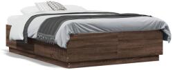 vidaXL barna tölgyszínű szerelt fa ágykeret LED-del 135 x 190 cm (3209652)