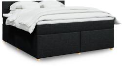 vidaXL fekete szövet rugós ágy matraccal 180 x 200 cm (3286761)