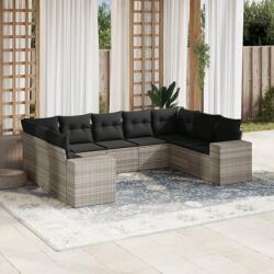vidaXL 9 részes világosszürke polyrattan kerti ülőgarnitúra párnával (3223001)
