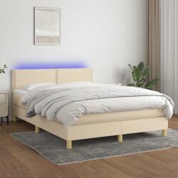 vidaXL krémszínű szövet rugós és LED-es ágy matraccal 140x190cm (3133634)