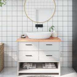 vidaXL világosbarna kezelt tömör fa fürdőszobai pult 100x60x(2-4) cm (3156135)
