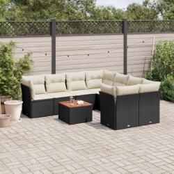 vidaXL 9 részes fekete polyrattan kerti ülőgarnitúra párnákkal (3255860)