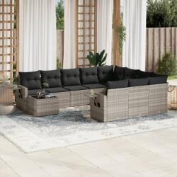 vidaXL 11 részes világosszürke polyrattan kerti ülőgarnitúra párnákkal (3220731)