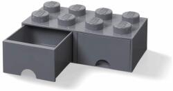 LEGO® tároló - Sötétszürke, nagy, dupla fiókos, 2x4 (40061754) (40061754)