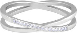 Troli Inel dublu fin din oțel cu zirconiu transparent Silver 54 mm