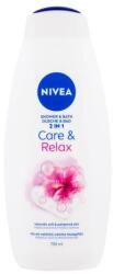 Nivea Care & Relax gel de duș și spumă de baie cu parfum de hibiscus și nalbă 750 ml pentru femei