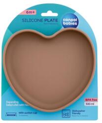 Canpol babies Silicone Suction Plate Heart Beige farfurie de silicon cu ventuză 300 ml