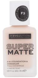 Revolution Relove Super Matte 2 in 1 Foundation & Concealer fond de ten și corector lichid mat 2 în 1 24 ml nuanţă F3