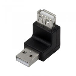 LogiLink USB 2.0 adapter, USB-A/M - USB-A/F, 270 -os szög, fekete (AU0027)