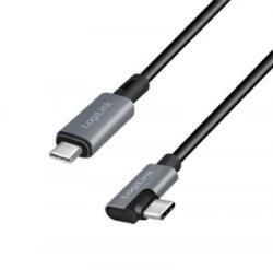 LogiLink USB-C - USB-C (derékszögben hajlított) kábel 2m fekete-szürke (CU0183) (CU0183)
