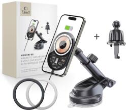 Tech-Protect Mm15w-v6 Magnetic Magsafe Műszerfalra és Légnyílásra Szerelhető Autós Telefontartó Vezeték Nélküli Töltő 15w Fekete