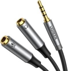 UGREEN AUX splitter fejhallgatóhoz és mikrofonhoz 1 x férfi 3, 5 mm, 2 x női 3, 5 mm 20 cm fekete (AV192 50254)