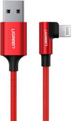 UGREEN US299 USB-A - Lightning 90 fokban döntött kábel, 2.4A, 1m (piros)