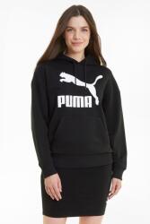 PUMA Puma, Classics ejtett ujjú logómintás pulóver kapucnival, Fehér, Fekete, XS (530074-01-XS)