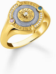 Thomas Sabo TR2449-974-1-56 Gold-plated signet ring w. sun symbol and small stones , női
