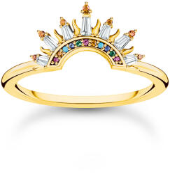 Thomas Sabo TR2456-488-7-56 Gold-plated ring w. sunbeams and coloured stones , női