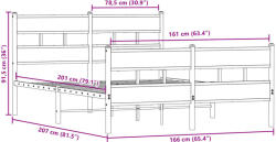 vidaXL Fém Ágykeret - Rusztikus Füstös Tölgy - 160x200 cm (3308465)
