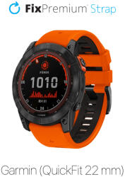 FixPremium - Két színű szilikonszíj Garminhoz (QuickFit 22mm), narancs