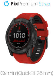 FixPremium - Két színű szilikonszíj Garminhoz (QuickFit 26mm), piros