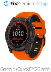 FixPremium - Két színű szilikonszíj Garminhoz (QuickFit 20mm), narancs