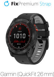 FixPremium - Két színű szilikonszíj Garminhoz (QuickFit 26mm), fekete