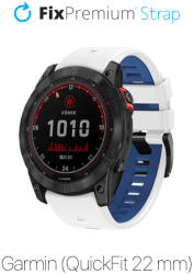 FixPremium - Két színű szilikonszíj Garminhoz (QuickFit 22mm), fehér