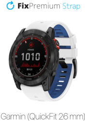 FixPremium - Két színű szilikonszíj Garminhoz (QuickFit 26mm), fehér