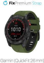 FixPremium - Két színű szilikonszíj Garminhoz (QuickFit 26mm), sötétzöld