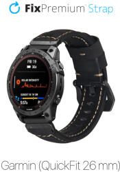 FixPremium - Bőrszíj Garminhoz (QuickFit 26mm), fekete