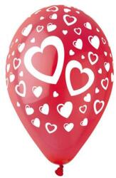  Léggömb, 30cm, piros szívek, 10db/cs (11-PRINTSZIVES01-45) - nyomtassingyen