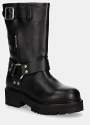 Tommy Jeans bőr csizma TJW URBAN BIKER BOOT LEATHER fekete, női, platformos, EN0EN02728 - fekete Női 38